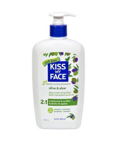 Kiss My Face Body Lotion Olive & Aloe Fragrance Free 16 fl oz (473 ml)