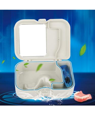 Prosthesis Box with Mirror - 1PC False Teeth Storage Case & Cleaner | Full Dental Appliance Container 13x10x4 cm - Buy Online on GoSupps.com