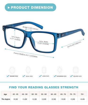 Shop Oversized Square Reading Glasses 5-Pack for Men & Women | +1.25 Strength | Stylish & Comfortable Readers - Buy Online on GoSupps.com