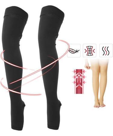 Fybida Long Compression Socks with Open Toe - Breathable Stockings for Leg Edema Relief & Comfort - Buy Online on GoSupps.com