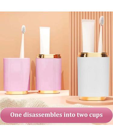 Travel Toothbrush Etui Box - 2-Piece Holder & Toothpaste Storage Portable Plastic Travel Cover in White & Pink - Buy Online on GoSupps.com