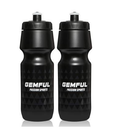 GEMFUL Bike Water Bottle BPA Free 750 ml 2 Pack Black