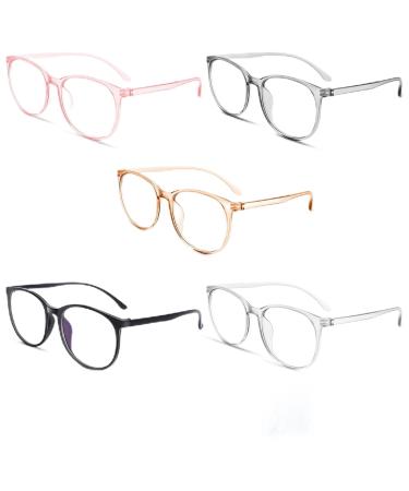 Scettar 5 pieces of blue light filter glasses Round frame reading glasses Blue light glasses with brille cloths computer glasses without strength men and women fatigue umbrechy ultra-light screen glasses - Buy Online on GoSupps.com