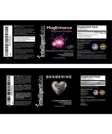 Intelligent Labs 2-in-1 Bundle of MagEnhance Magnesium Supplement (Magnesium L-Threonate Complex with Mg Glycinate and Mg Taurate) and Max Strength Berberine 500MG Capsules - Buy Online on GoSupps.com