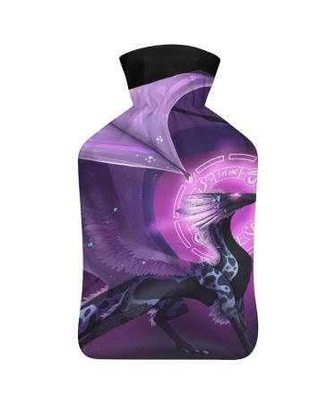 Purple Dragon Hot Water Bottle With Cover Plush Bed Bottle Hand Warmer For Adults And Children 26.5X15.3cm