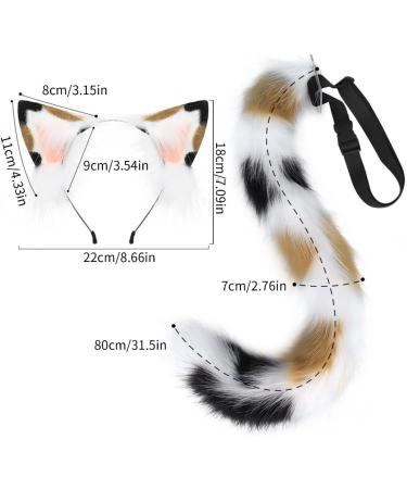 TQUXNGA Animal Cosplay Costumes Faux Furs Cat Foxes Wolf Furry Tail and Ears Headband for Halloween Party Costume Accessories Calico cat suit - Buy Online on GoSupps.com
