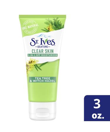 St. Ives Clear Skin Lotion SPF 25 - 3-in-1 Acne Prone Face Moisturizer - Tea Tree & Witch Hazel - 3 Fl Oz - Buy Online on GoSupps.com