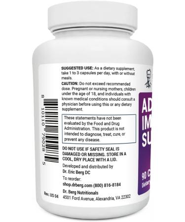 Dr. Berg's Advanced Immune Support - Daily Multi-System Defense Supplement - 90 Vegetarian Capsules - Buy Online on GoSupps.com