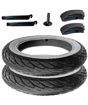 2x tires 12.5 inches 62-203 with white rim and tube with straight valve + mounting lever