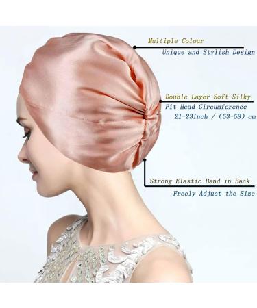 Adjustable Imitation Silk Bonnet Hair Wrap for Women - Light Coffee | Double Layer Soft Silk Night Cap for Sleeping, Washing & Makeup - 55cm-60cm - Buy Online on GoSupps.com