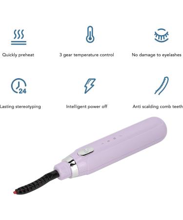 Qukaim Electric Eyelash Curler Heated Eyelash Curler Rechargeable Electric Lash Curler Intelligent 3 Gears Temperature Purple - Buy Online on GoSupps.com