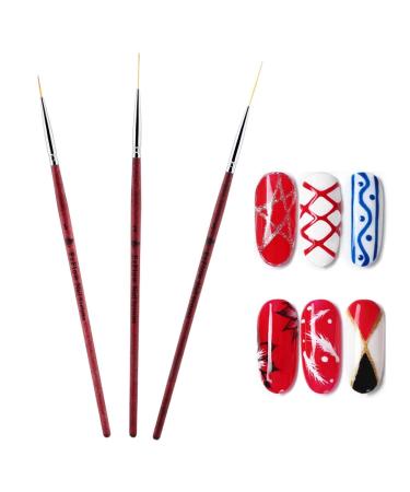 3 Pcs Nail Art Liner Brushes Set - UV Gel & Acrylic Painting Tools for DIY Manicure - Perfect Striping Brush Pen for Nail Art - Buy Online on GoSupps.com