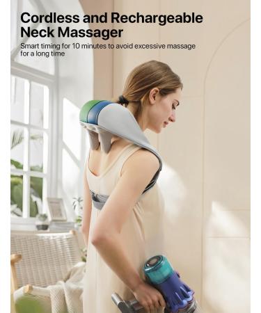 AllJOy Wireless Neck Massage Device with Warmth - 4D Shiatsu Massager for Neck Back Shoulder & Leg Pain Relief - Perfect Gift for Men & Women - Buy Online on GoSupps.com