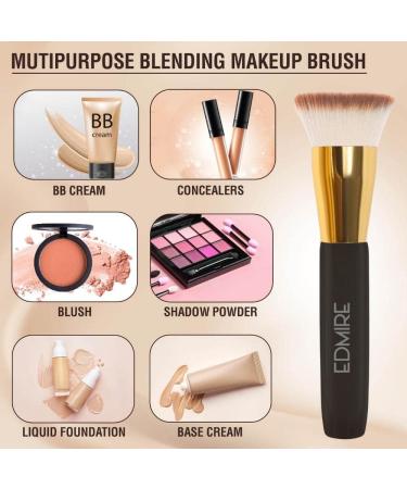 EDMIRE Flat Top Kabuki Foundation Brush for Liquid and Powder Makeup - Black - Buy Online on GoSupps.com