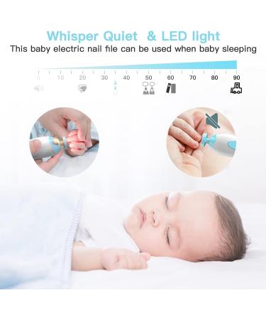 Baby Nail File Megainvo Electric Trimmer Set with LED Light - Safe for Newborns & Toddlers | Quiet Design, 10 Grinding Heads, Blue - Buy Online on GoSupps.com