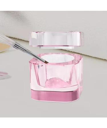 MagiDeal Nail Art Dish with Lid Glass Cup Manicure Care Tools Acrylic Nail Art Accessory for Salon Pink - Buy Online on GoSupps.com