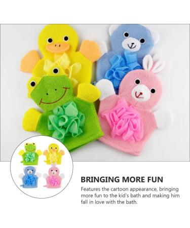 Beavorty 4pcs Kids Bath Towel & Scrubbing Gloves Set - Soft Bath Mitts & Sponge for Toddlers - Dual Purpose Shower Accessories - Buy Online on GoSupps.com