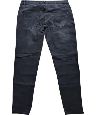 Shop Haiorziyou Men's Stretch Jeans Pants - Regular Fit Single-Colored Washed Out Jogging Trousers for Business & Leisure | XL Black - Buy Online on GoSupps.com