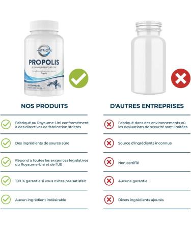 Propolis 2000mg - Comprim s de Propolis haute concentration - 120 comprim s - Soutien naturel au syst me immunitaire soulage le mal de gorge et efficace comme antioxydant - Par Nutriota - Buy Online on GoSupps.com