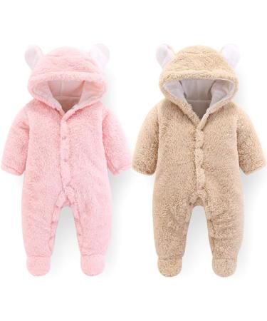 Cartoon Bear Snowsuit Winter Coat | Newborn Fleece Hooded Romper 3-6 Months - Buy Online on GoSupps.com