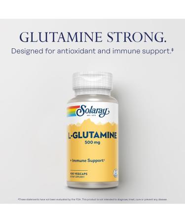 SOLARAY L Glutamine Capsules 500 mg - Immune Support Supplement - Free Amino Acid - Lab Verified 60-Day Money-Back Guarantee - 100 Servings 100 VegCaps Unflavoured 100 Count (Pack of 1) - Buy Online on GoSupps.com