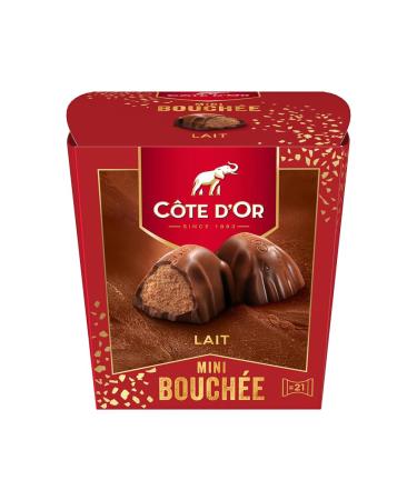 CÔTE D'OR - Mini Bouchée Lait - Milk Chocolate Filled with Hazelnuts and Almonds - Christmas Chocolates - Box to Share or Give - Box of Approximately 21 Mini Bouchées - 1 Box of 197 g