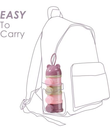 LAPONO Milk Powder Dispenser | Portable 4-Layer Baby Formula Storage Container | BPA-Free Stackable Pots 240ml | Non-Spill Snack/Food/Fruit Box for Infant Toddler Travel - Pink - Buy Online on GoSupps.com