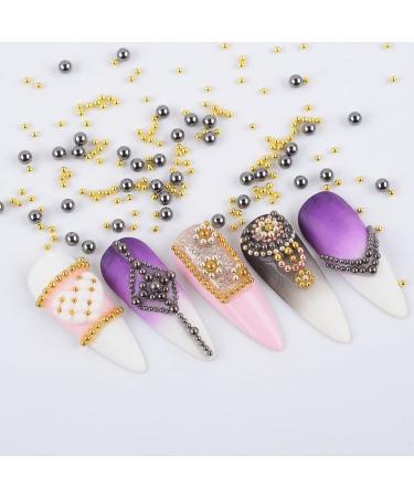 MEILINDS 3D Nail Caviar Beads - 4 Colors Metal Nail Art Gems for Acrylic Manicure (3 Boxes) - Buy Online on GoSupps.com