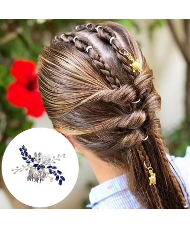 Blue Crystal Pearl Hair Comb Vine: Silver Leaf Headpiece for Bride, Bridesmaid, Girls - Buy Online on GoSupps.com