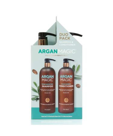 Argan Magic Shine Boosting Shampoo & Moisturizing Conditioner Duo - Gently Cleanses  Boosts Shine  Controls Frizz  Restores Moisture  Detangles | Made in USA  Paraben Free  Cruelty Free (32 oz)