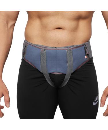 HealthAndYoga EasyPress New Comfortable Hernia Belt for Men Inguinal Hernia Support Truss - Abdominal Binder Brace with Adjustable Self-Stick-on Bands (Medium)