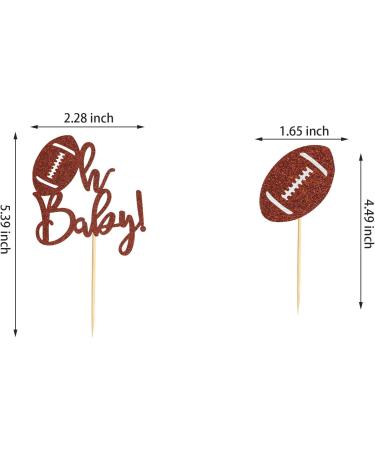 Arthsdite 24Pcs Rugby Ball Oh Baby Cupcake Toppers American Football Cupcake Picks Baby Shower Oh Baby Cake Decorations for Baby Shower Rugby Sports Theme Kids Birthday Party Supplies - Brown Football Oh Baby Cupcake Toppers - Buy Online on GoSupps.com