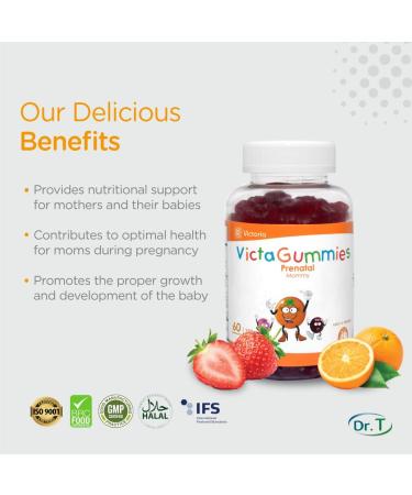 Dr. T Prenatal Gummies for Expectant Moms - Berry & Orange Flavor - Essential Prenatal Vitamins w/Folate Biotin & Zinc - Supports Healthy Pregnancy & Baby Growth - 60 Pectin Gummies - 180g (1 Pack) - Buy Online on GoSupps.com
