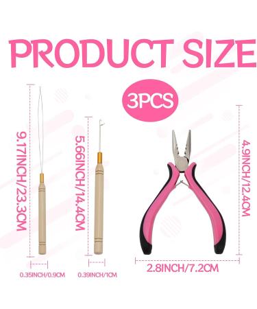 Hair Extension Pliers 3 Piece Professional Hair Extension Kit Hair Extension Tools with 3 Hole Hair Extension Clamp Loop Needle Threader and Pull-Out Needle for Nano Beads and Micro Link Beads - Buy Online on GoSupps.com