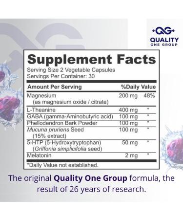 QUALITY ONE Sleep Support Supplement with Magnesium Oxide Magnesium Citrate Melatonin GABA Mucuna pruriens Seed L-Theanine and 5-HTP Non-Habit Forming Sleep Supplement 60 Capsules Made in USA. - Buy Online on GoSupps.com