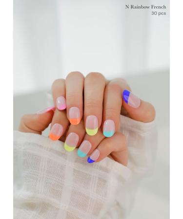 Buy O'Hora Semi Cured Gel Nail Strips - N Rainbow French | Salon-Quality Long Lasting Easy Application & Removal - International Shipping Available - Buy Online on GoSupps.com