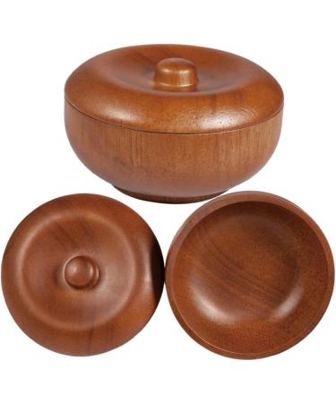 Doitool Men's Shaving Bowl with Lid - Wooden Brown 9.7x9.7 cm | Ideal for Shaving Soap Foam & Brushes | Premium Grooming Accessories - Buy Online on GoSupps.com