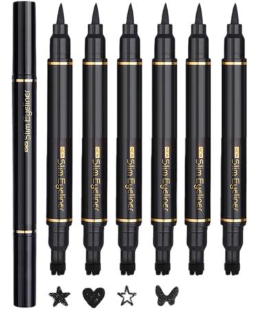 Liquid Eyeliner Pen Double Side Liquid Eyeliner Stamp Pen Set 6 Pieces Waterproof Long Lasting Makeup for Date Wedding Party Holiday Stage Cosplay - Buy Online on GoSupps.com