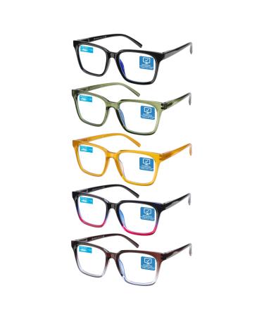 K KENZHOU Reading Glasses Blue Light Blocking Women/Men Anti Headache/Glare/Eye Strain Computer Readers Glasses 5 Pack