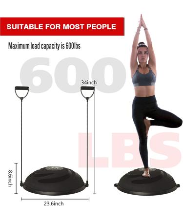 JX FITNESS 58cm Balance Half Ball Trainer with Resistance Bands & Pump - Core Strength Exercise Yoga Stability Ball for Home Gym Workouts - Black - Buy Online on GoSupps.com