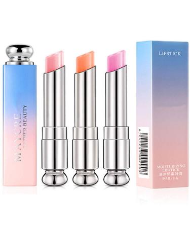 Petansy 3 Colors Jelly Lipstick Set Moisturizing Magic Temperature Color Changing Long Lasting Lip Balm