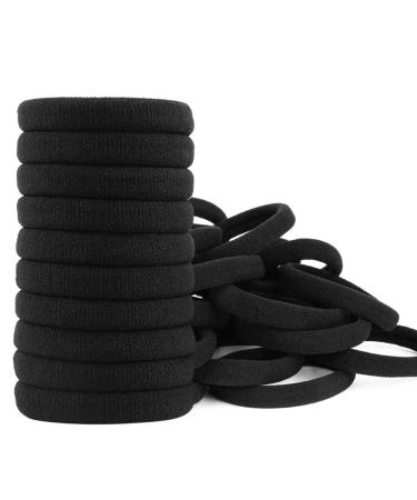 Xcozu 100 pieces hair tie black hair tie black elastic hair bobbles for women girls children strong stretch hair bands pony for thick hair (40x8mm) black 100 pieces (1 Pack)