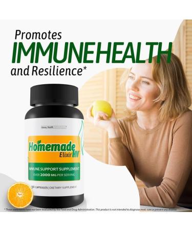 Happy Health Marketplace Homemade Elixir HV - Our Best Immune Support Supplement - Herbal Vitamin Immune Support Capsules - Our Best Immune Pills Nature Vitamin D Zinc C Best Herbs Vitamins - Buy Online on GoSupps.com
