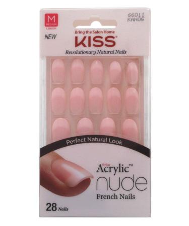 Kiss Salon Acrylic Nude French 28 Nails Peaceful Medium Length (1 PACK) 28 Piece Assortment