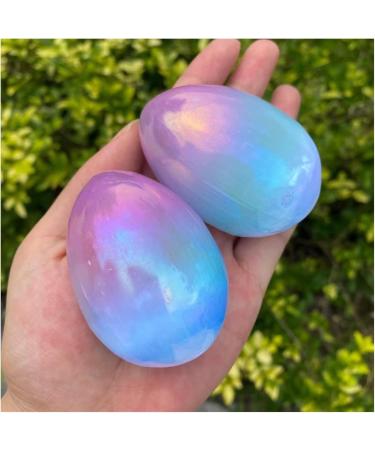 Natural Pink Blue Selenite Crystal Gypsum Egg Reiki Raw Aura Stone Specimen DIY Collectible Gift Decoration Gift Natural Luster - Buy Online on GoSupps.com