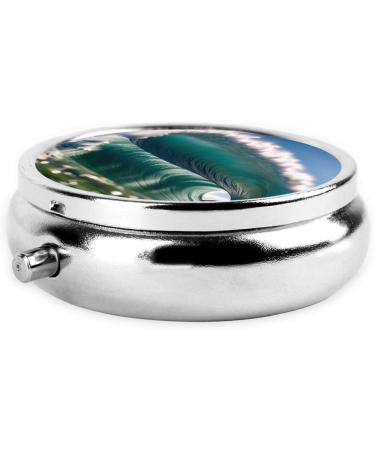 Surfing Printed Mini Round Pill Box | 3 Compartment Portable Pill Organizer for Travel Home & Office - Buy Online on GoSupps.com