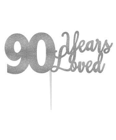 LissieLou '90 Years Loved' Birthday Anniversary Cake Topper (Made in the UK) - Silver