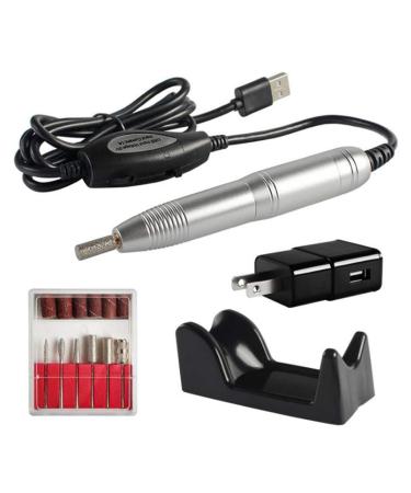 Electric Nail Drill File Machine Handle Pen Type Manicure Pedicure Kit with USB Interface for Acrylic Nails Gel Nail Glazing Nail Drill Nail Art Polisher Sets (Portable
