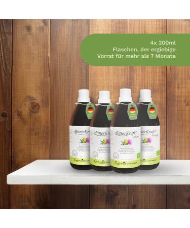 Original Organic Bitter Drops | Bitterkraft 4x200ml - High-Dose Vegan Herbal Elixir by Hildegard von Bingen | 100% Natural No Additives Made in Germany - Buy Online on GoSupps.com