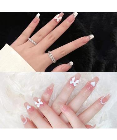 White Matte Butterfly Bow Tie Nail Charms - DIY Crafts for Women and Girls - Buy Online on GoSupps.com